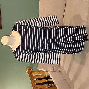 J. Crew Maritime Navy Blue and White Striped Knit Shift Dress